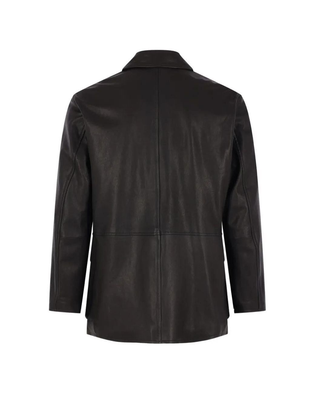 Auralee Black Buttoned Leather Jacket for men