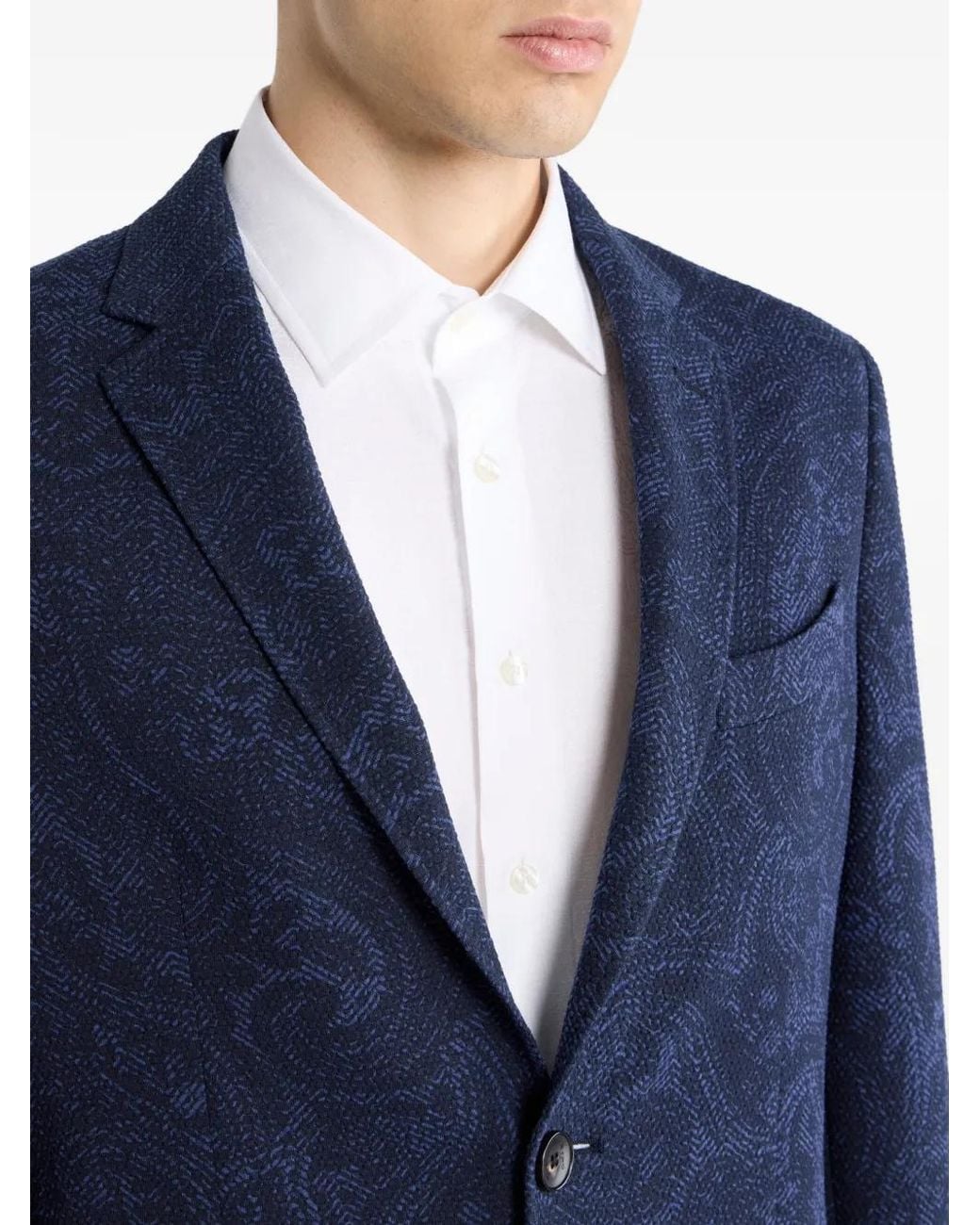 Etro Blue Paisley Single-Breasted Blazer for men