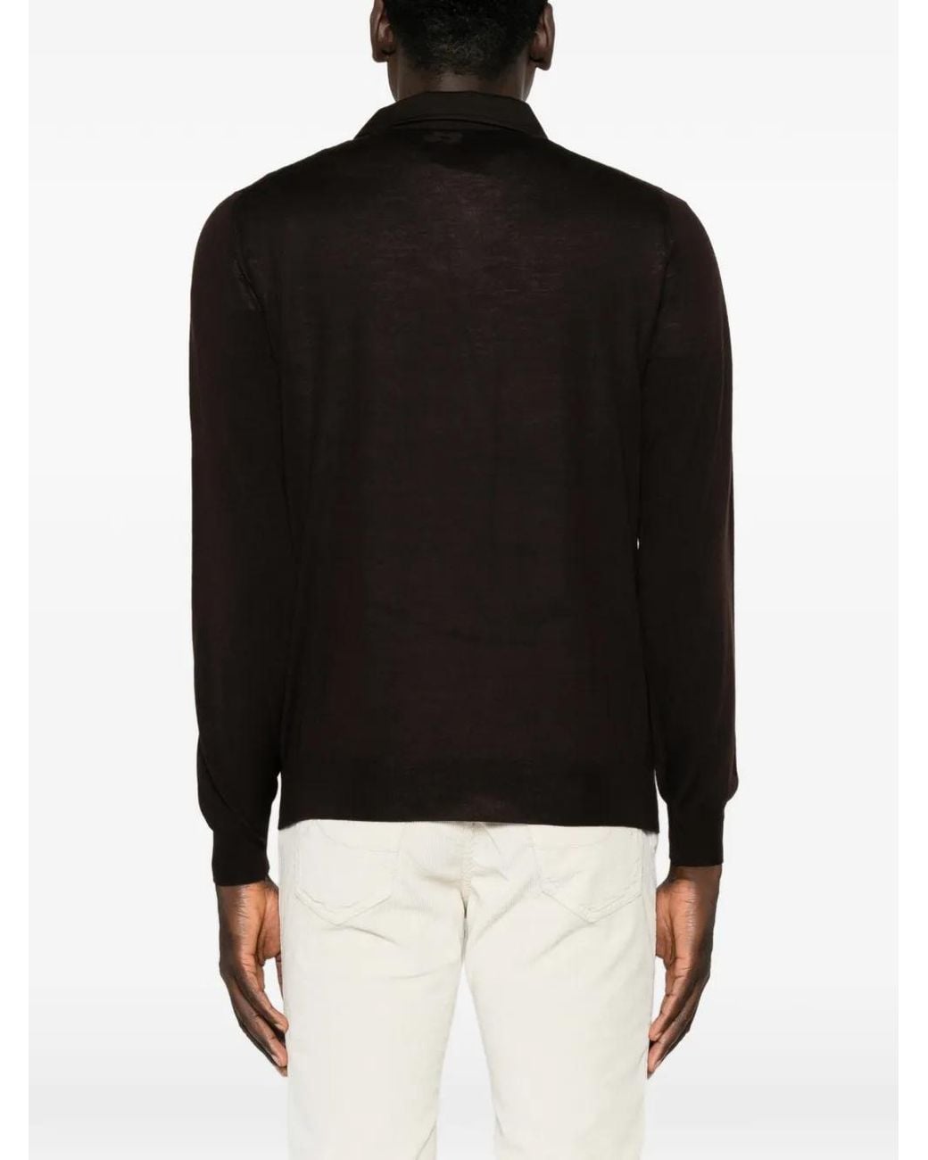 Lardini Black Long-Sleeve Polo Shirt for men