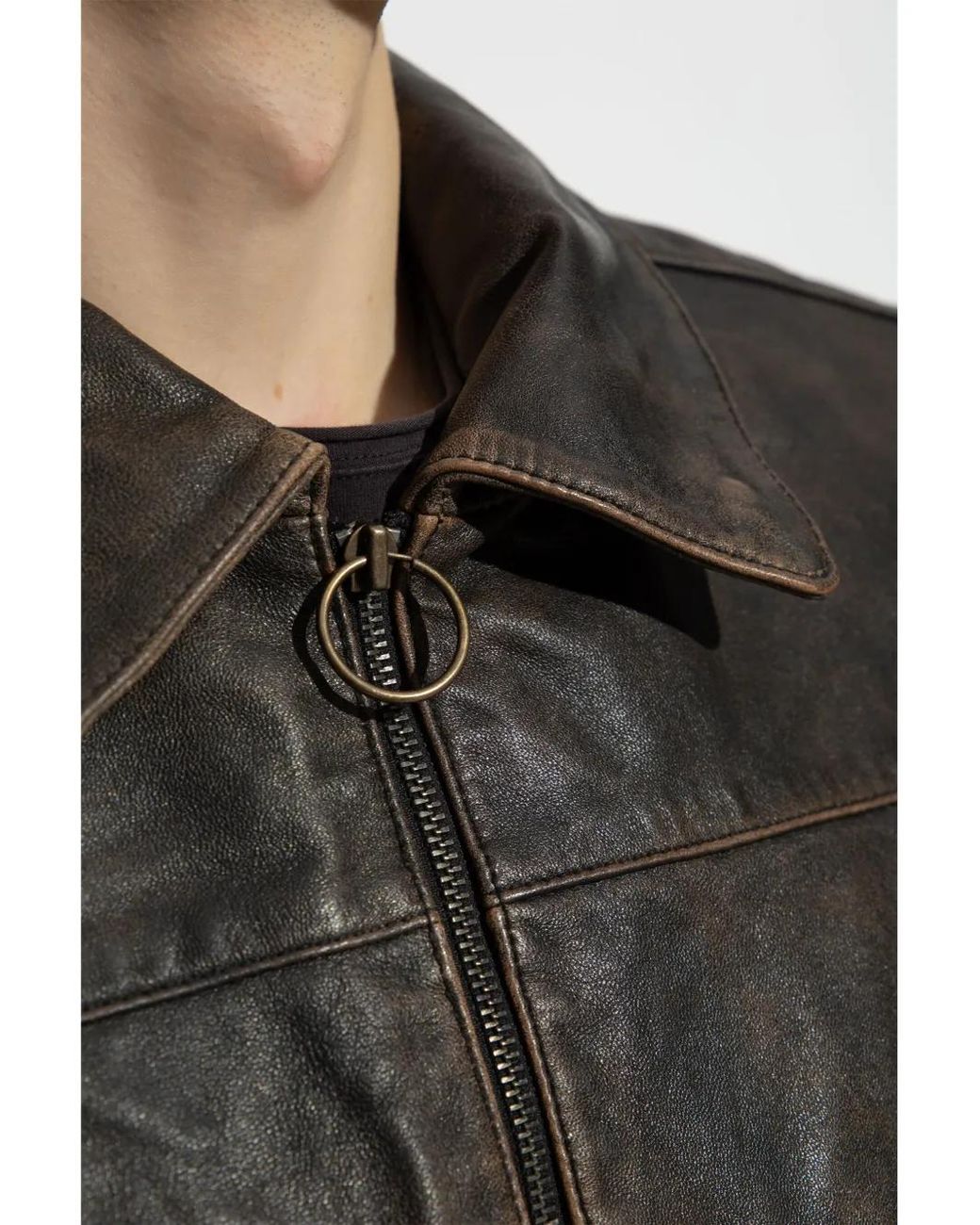 AllSaints Gray Alkan Leather Jacket for men