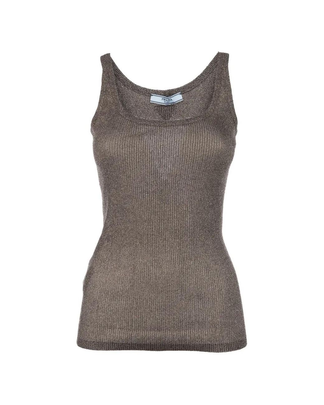 Prada Brown Ribbed Tank Top