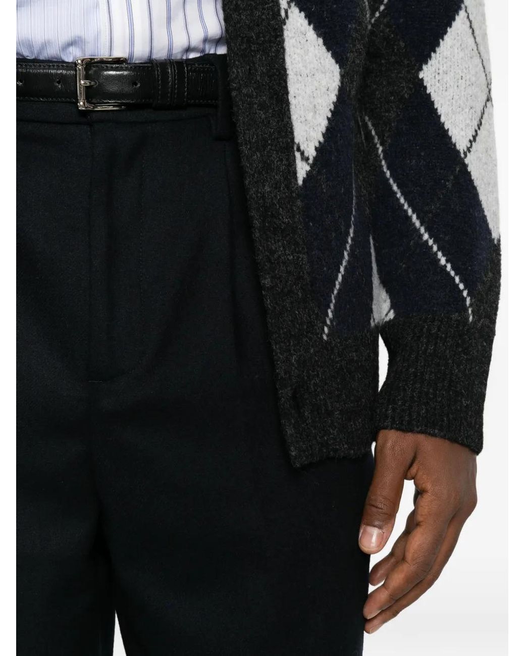 Bonheur Black Pleated Cuffed Trousers for men