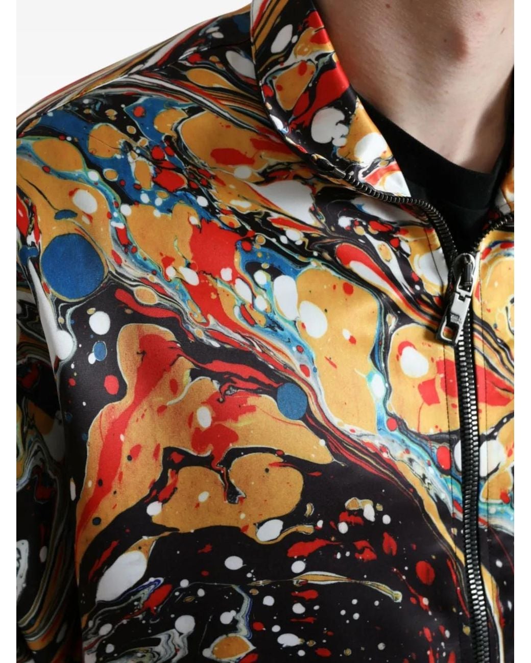 Dolce & Gabbana Black Marble-Print Lightweight Jacket for men