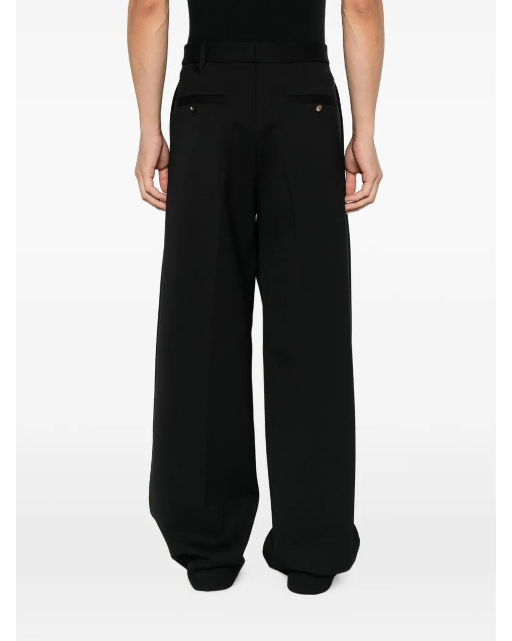 Jacquemus Black Pleated Wide-Leg Trousers for men