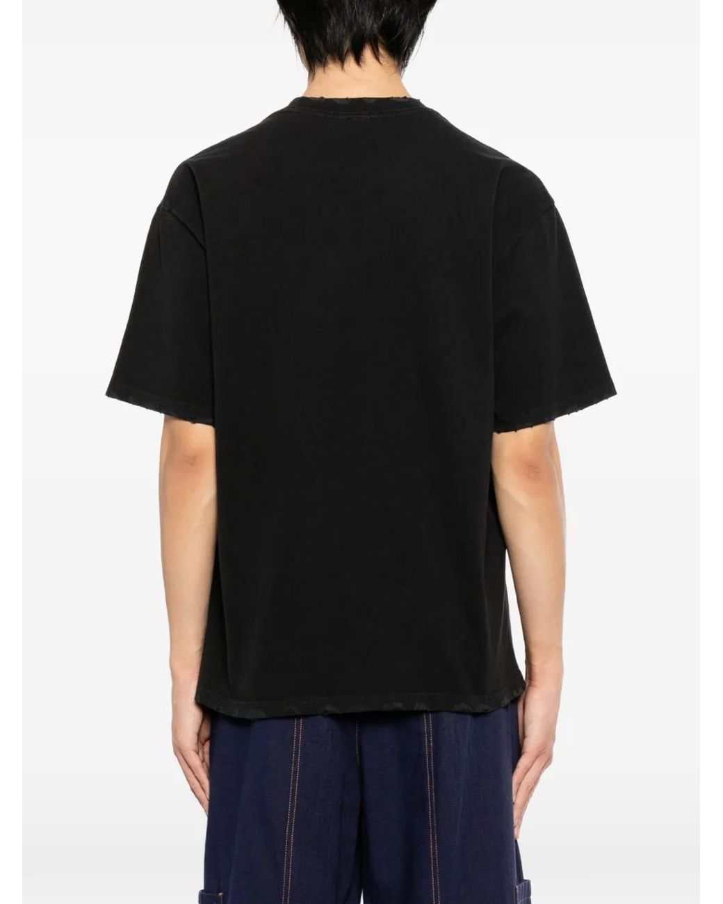 WARMAN Black Graphic Print T-Shirt for men