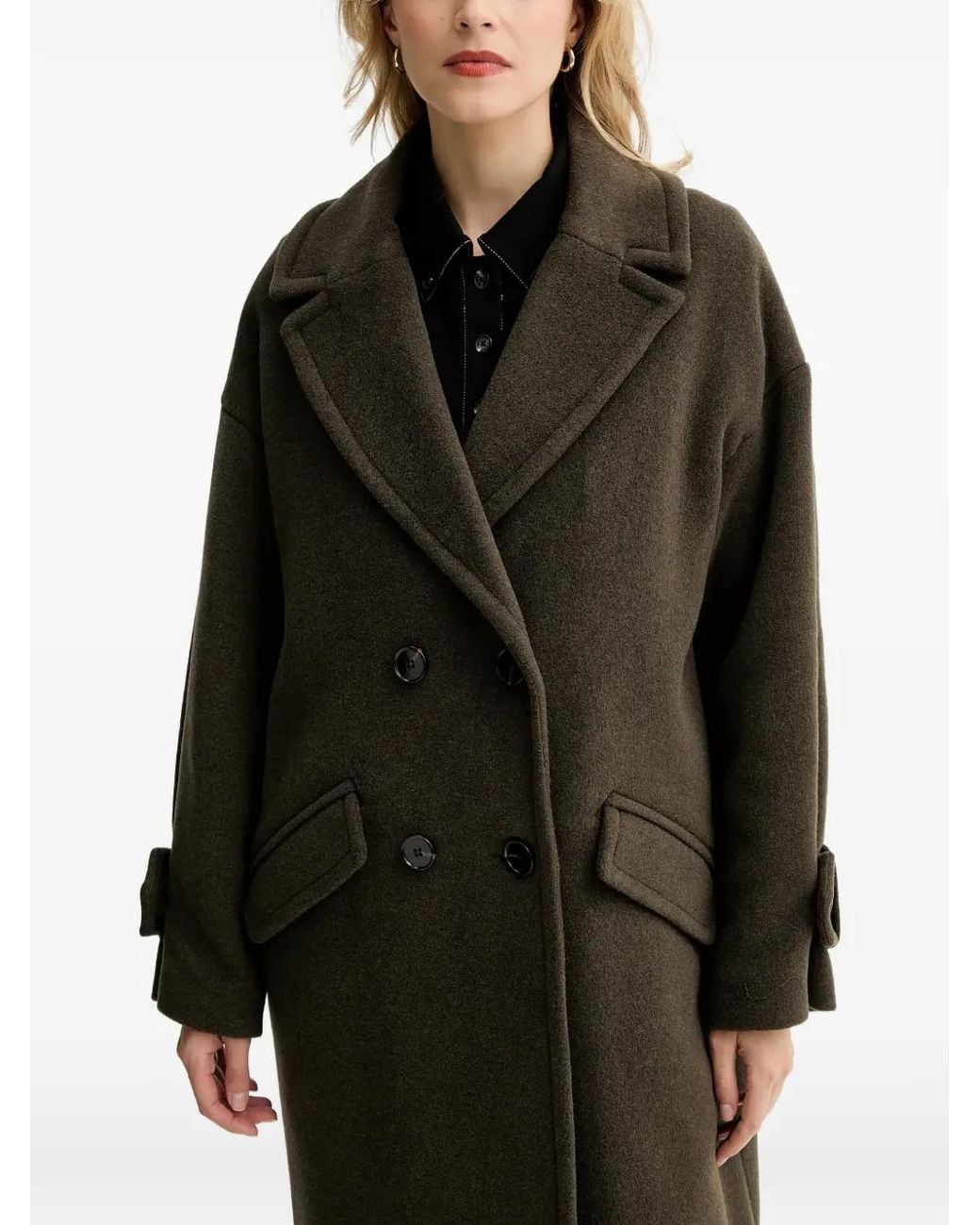 Sessun Black Double-Breasted Coat