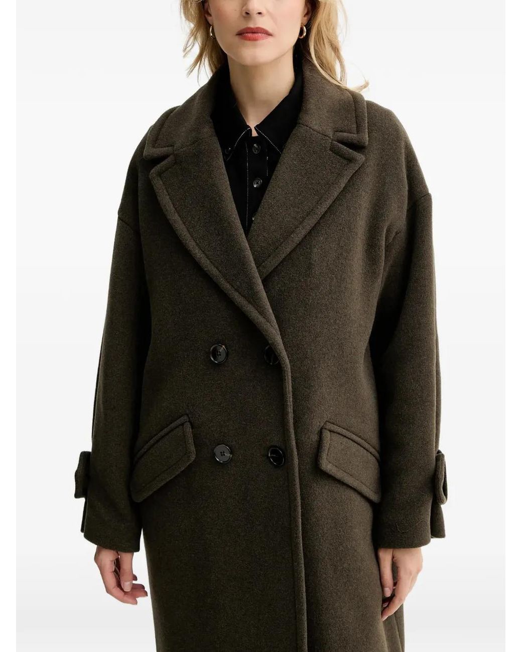 Sessun Black Double-Breasted Coat
