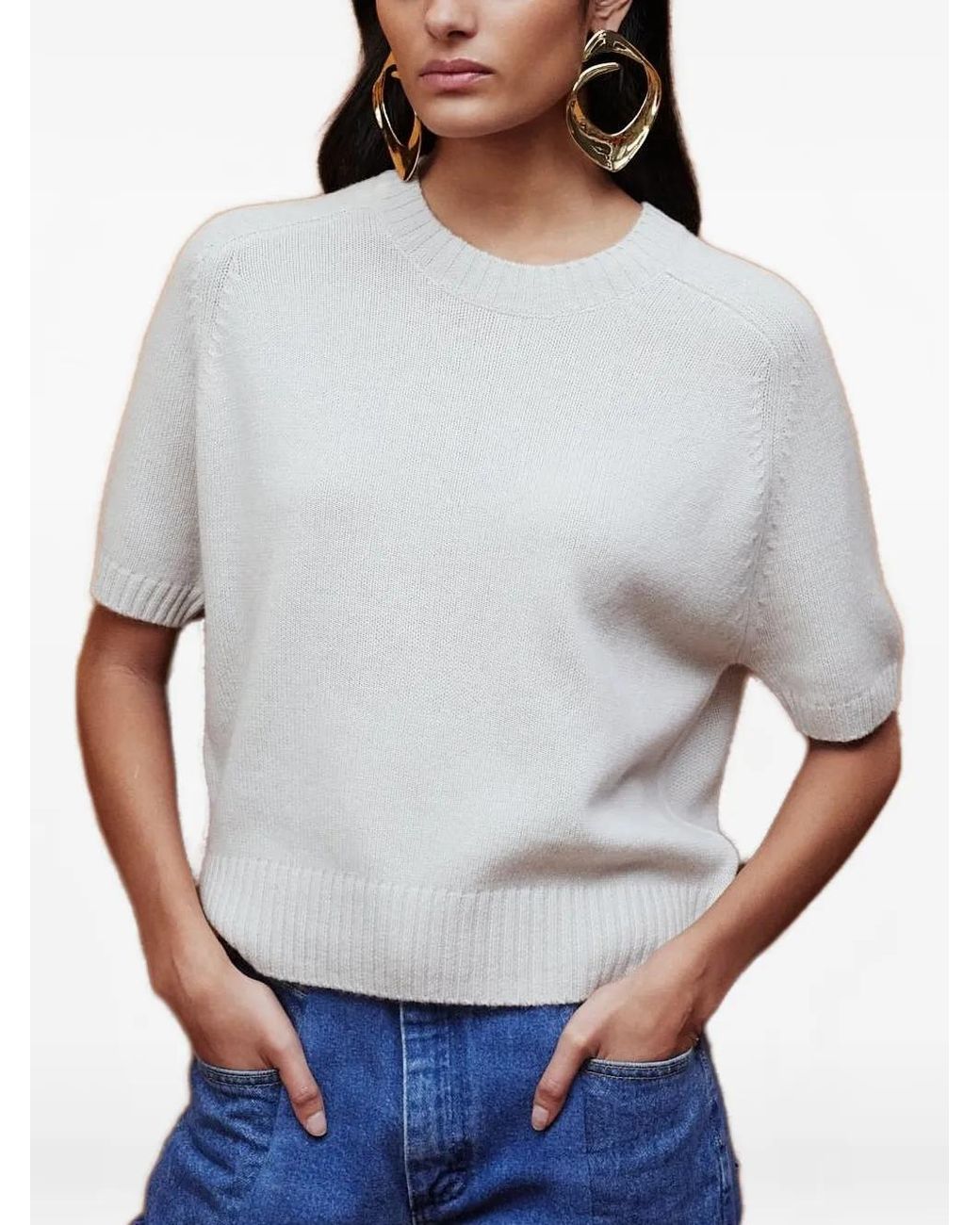 Allude Gray Pull À Manches Courtes