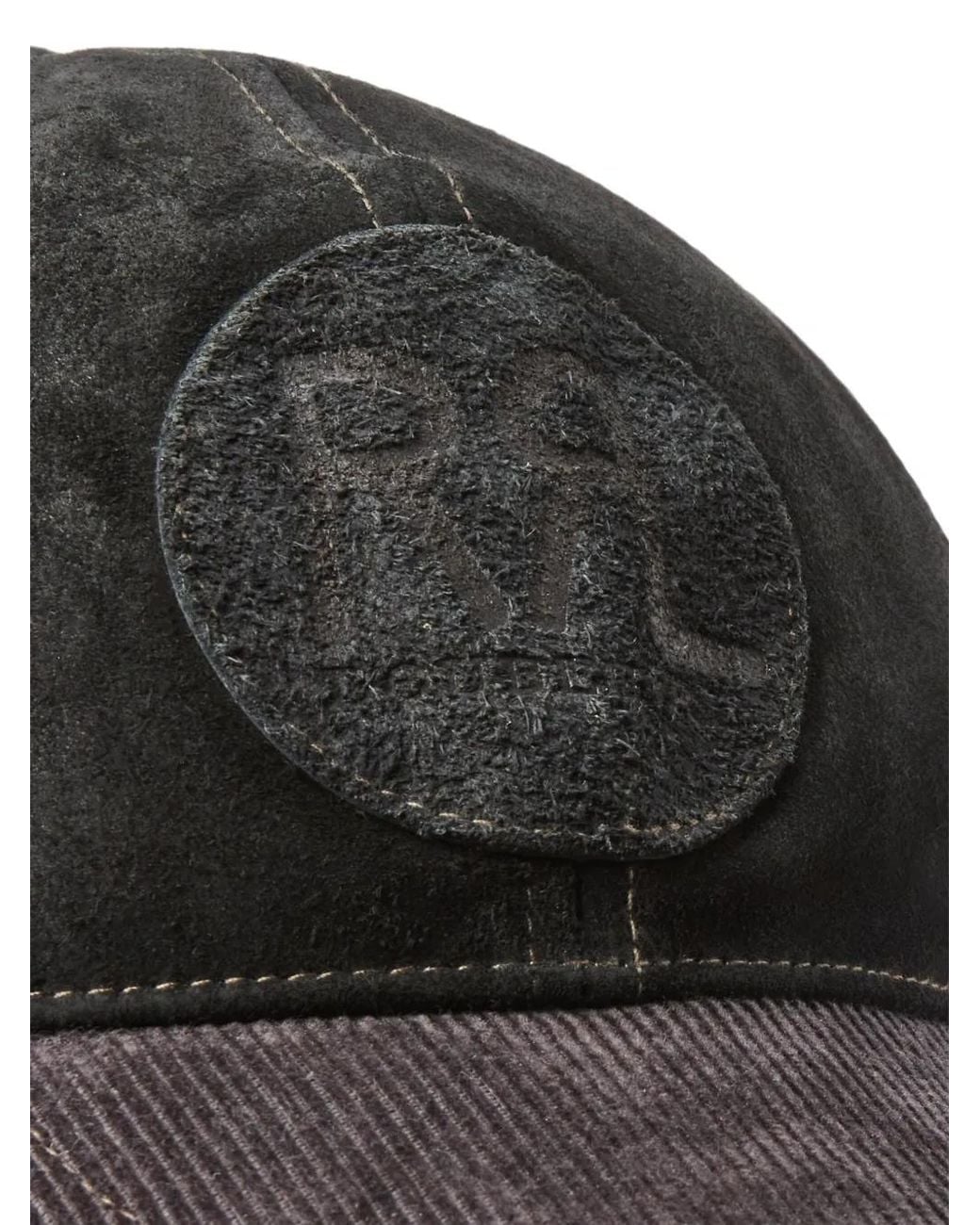 RRL Black Logo-Patch Suede Baseball Cap for men