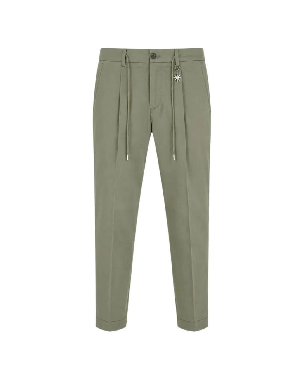 Manuel Ritz Green Pleated Drawstring Trousers for men
