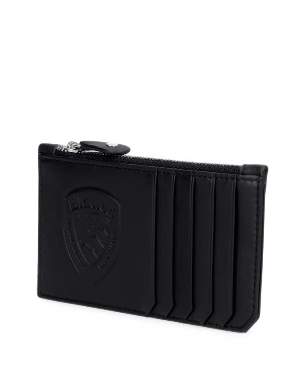 Blauer Black Logo-Embossed Leather Cardholder for men