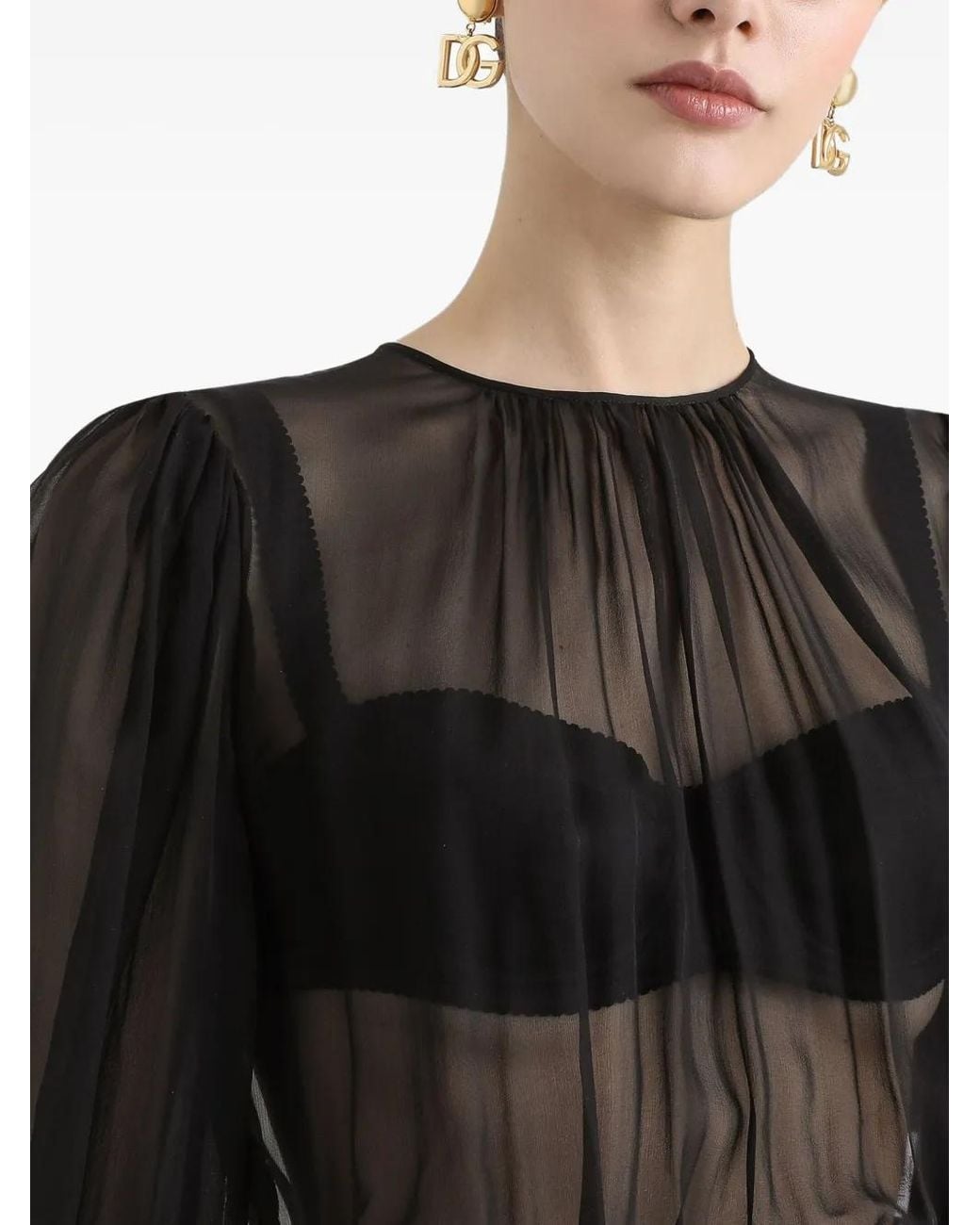Dolce & Gabbana Black Midi Chiffon Dress