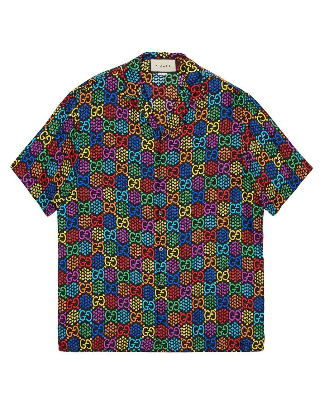 Gucci GG Psychedelic Print Bowling Shirt in Blue for Men | Lyst
