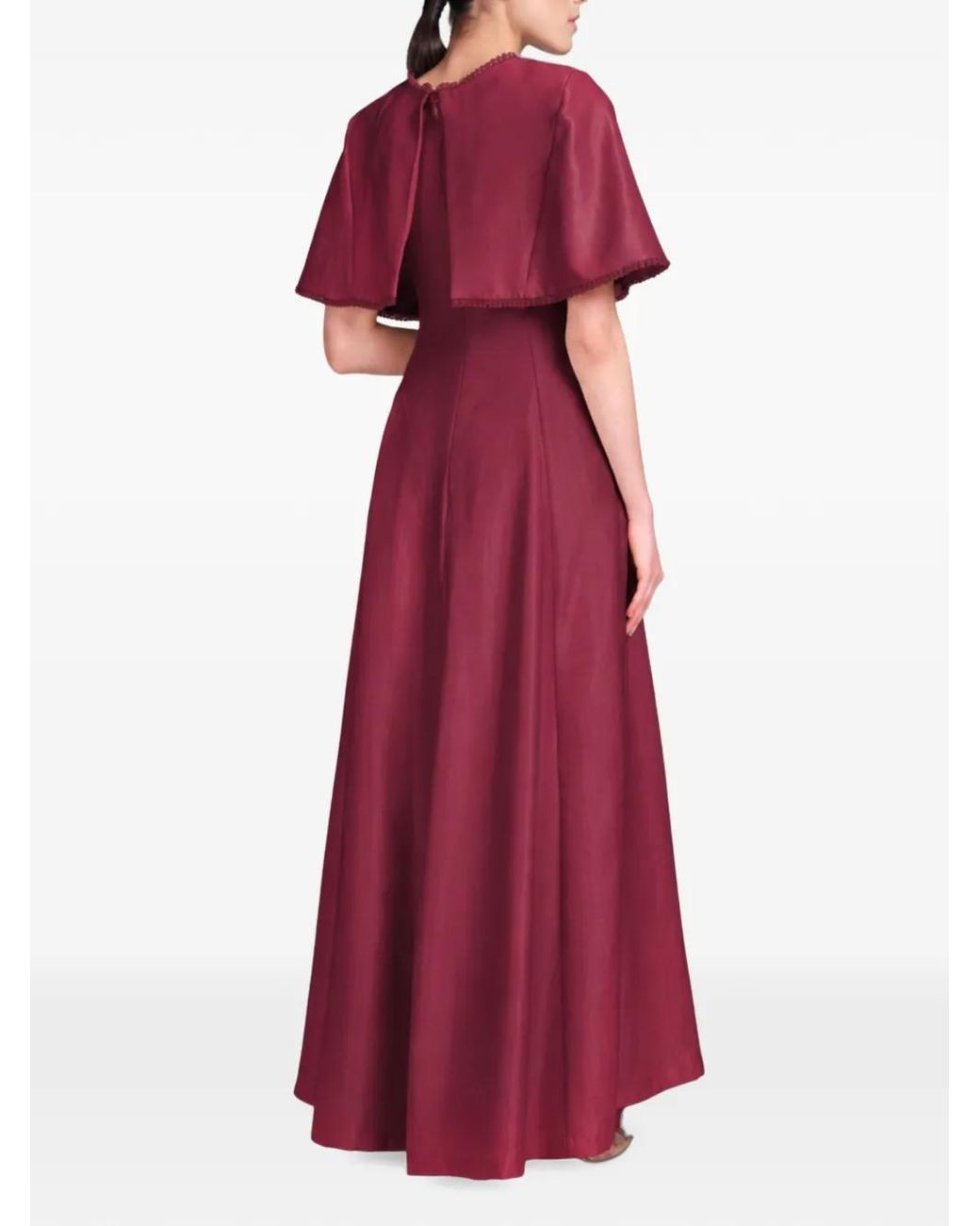 Baruni Red Alya Cape-Overlay A-Line Maxi Dress