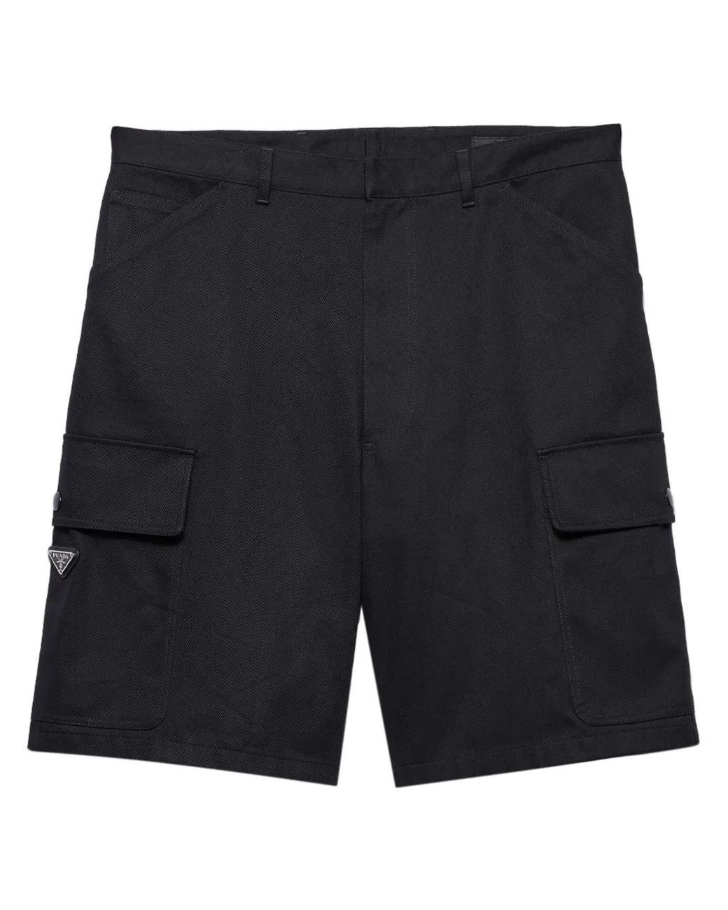 Prada Blue Utility Pockets Cotton Bermudas for men