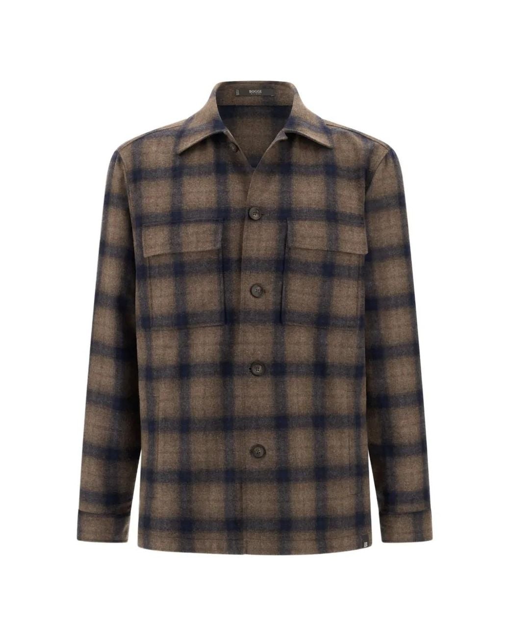 Boggi Gray Shacket Patterned Wool for men