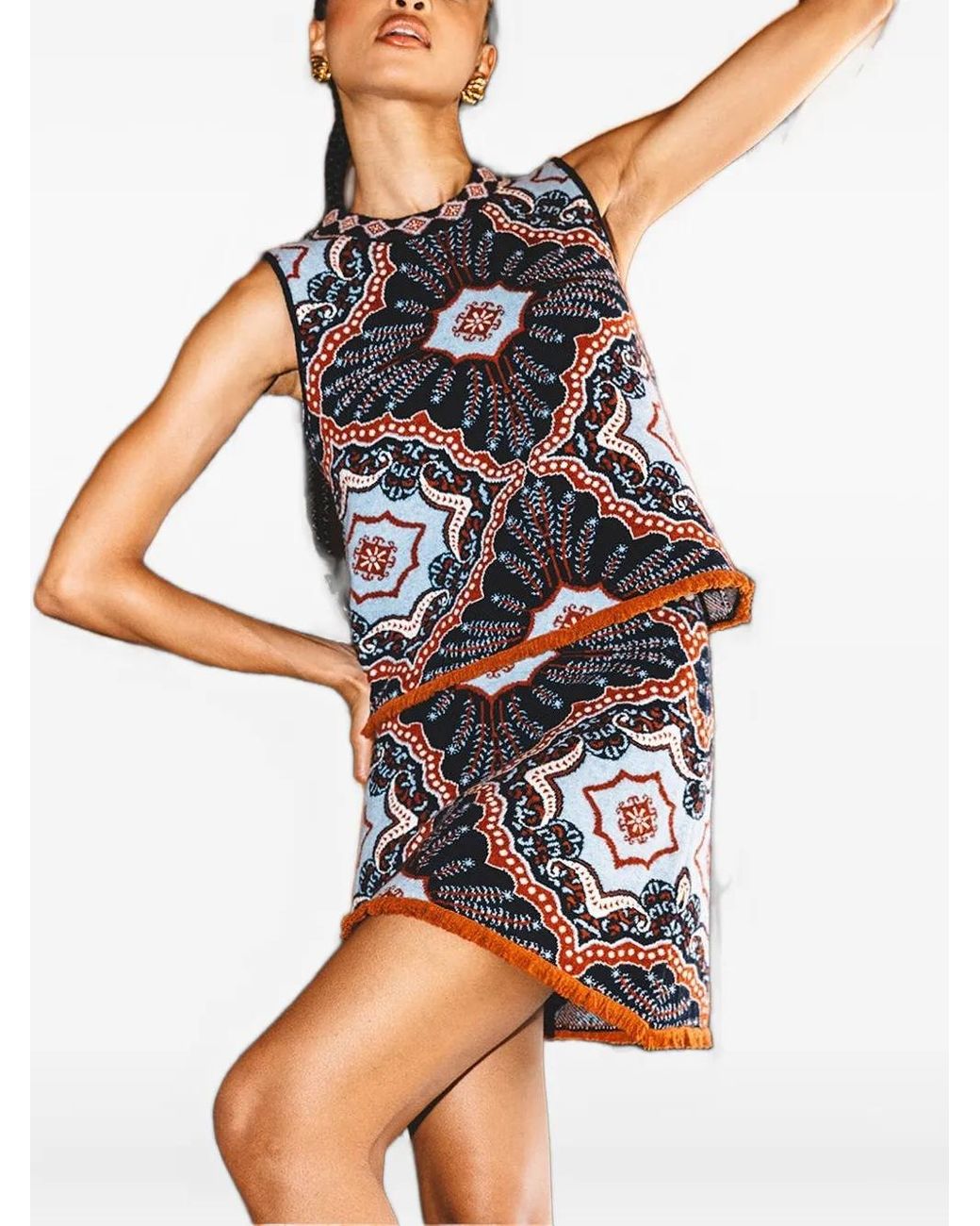 Cara Cara Blue Julissa Paisley-Pattern Sleeveless Top