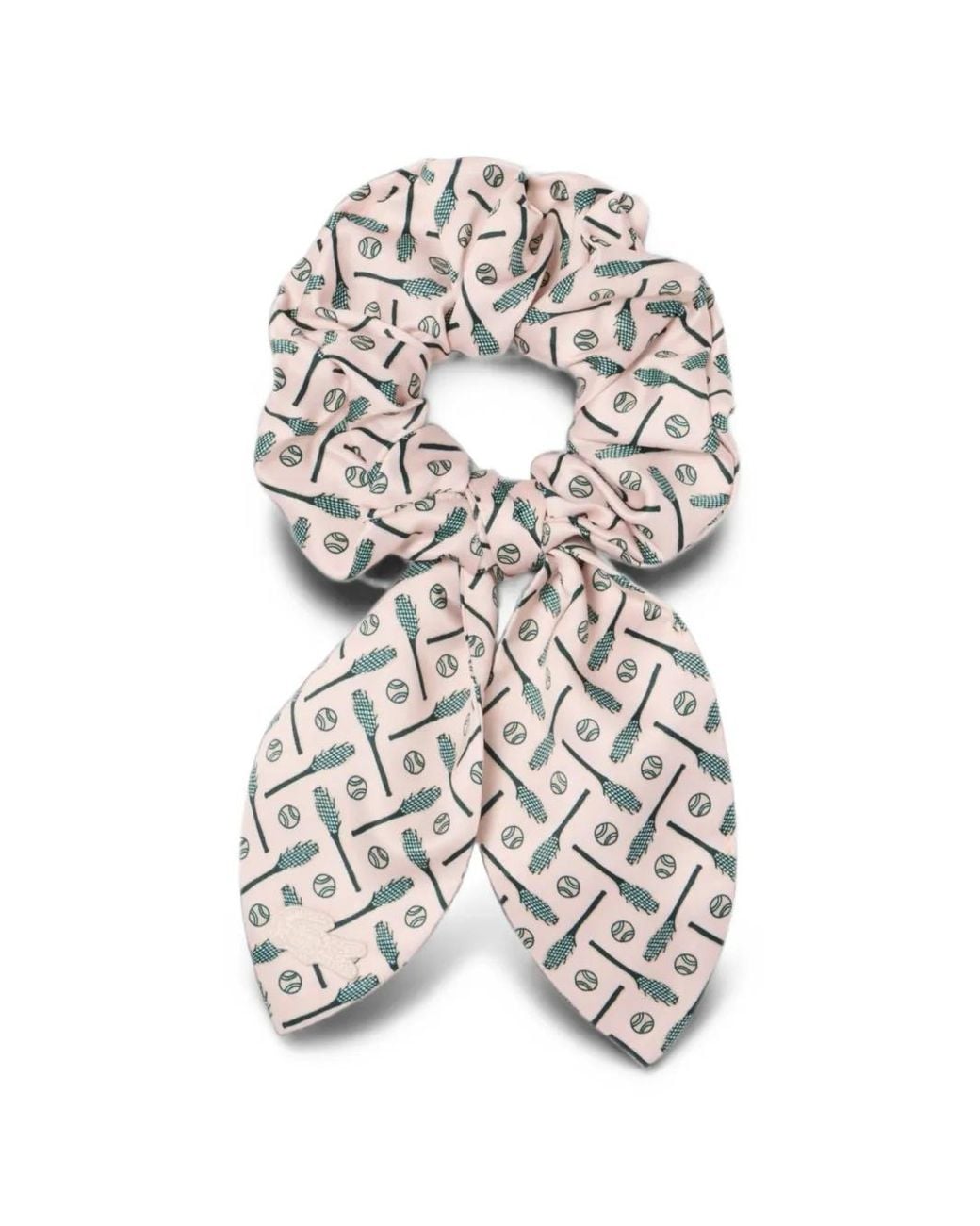 Lacoste White Printed Satin Scrunchie