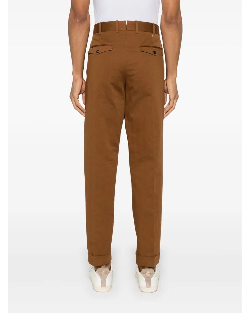 PT Torino Brown Tapered Trousers for men