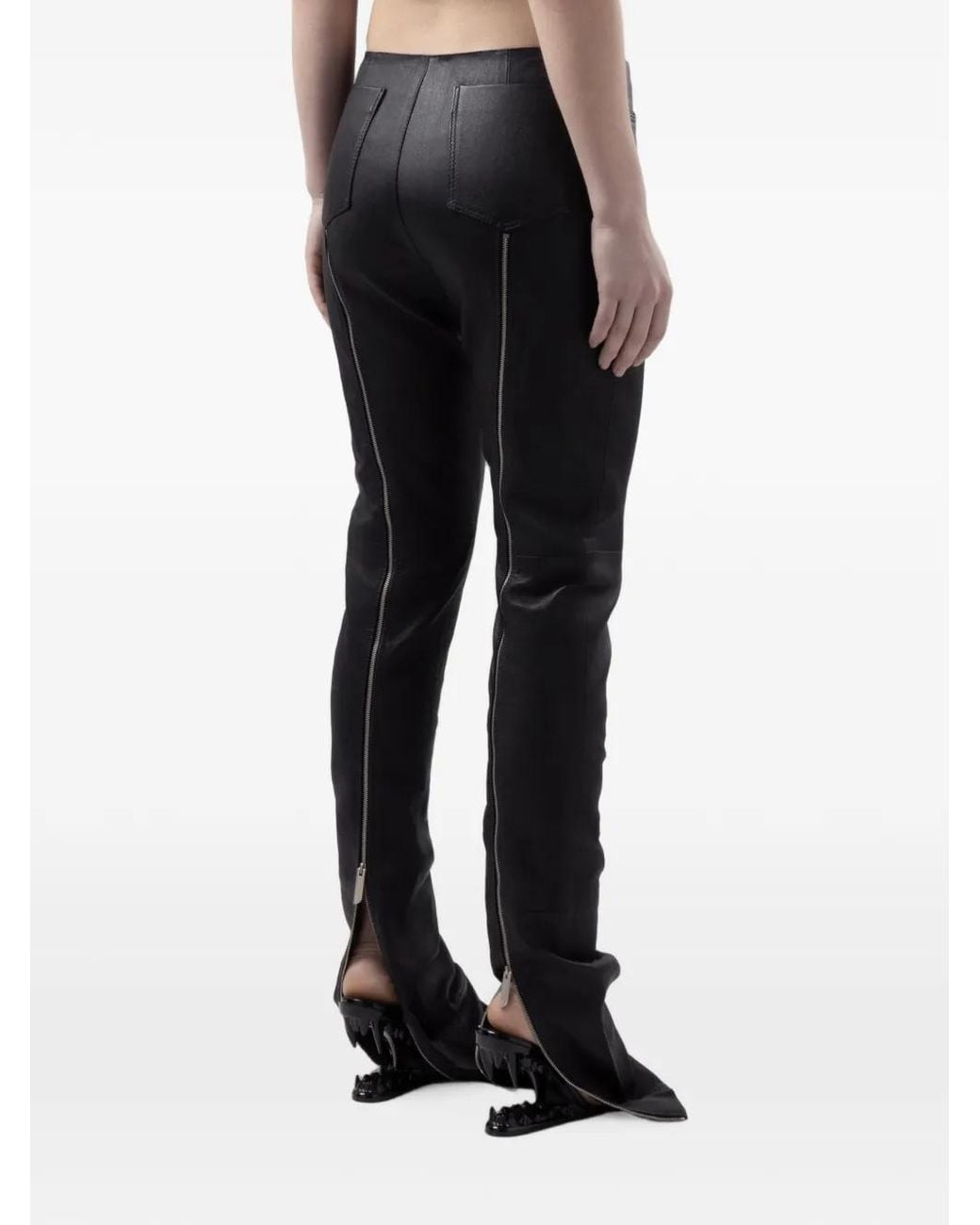 Gcds Blue Zippered Leather Skinny Trousers
