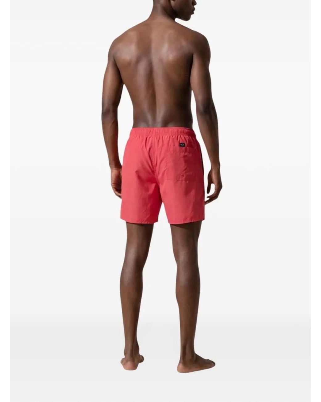 ARMANI EXCHANGE Red Short De Bain À Lien De Resserrage Et Logo Imprimé for men