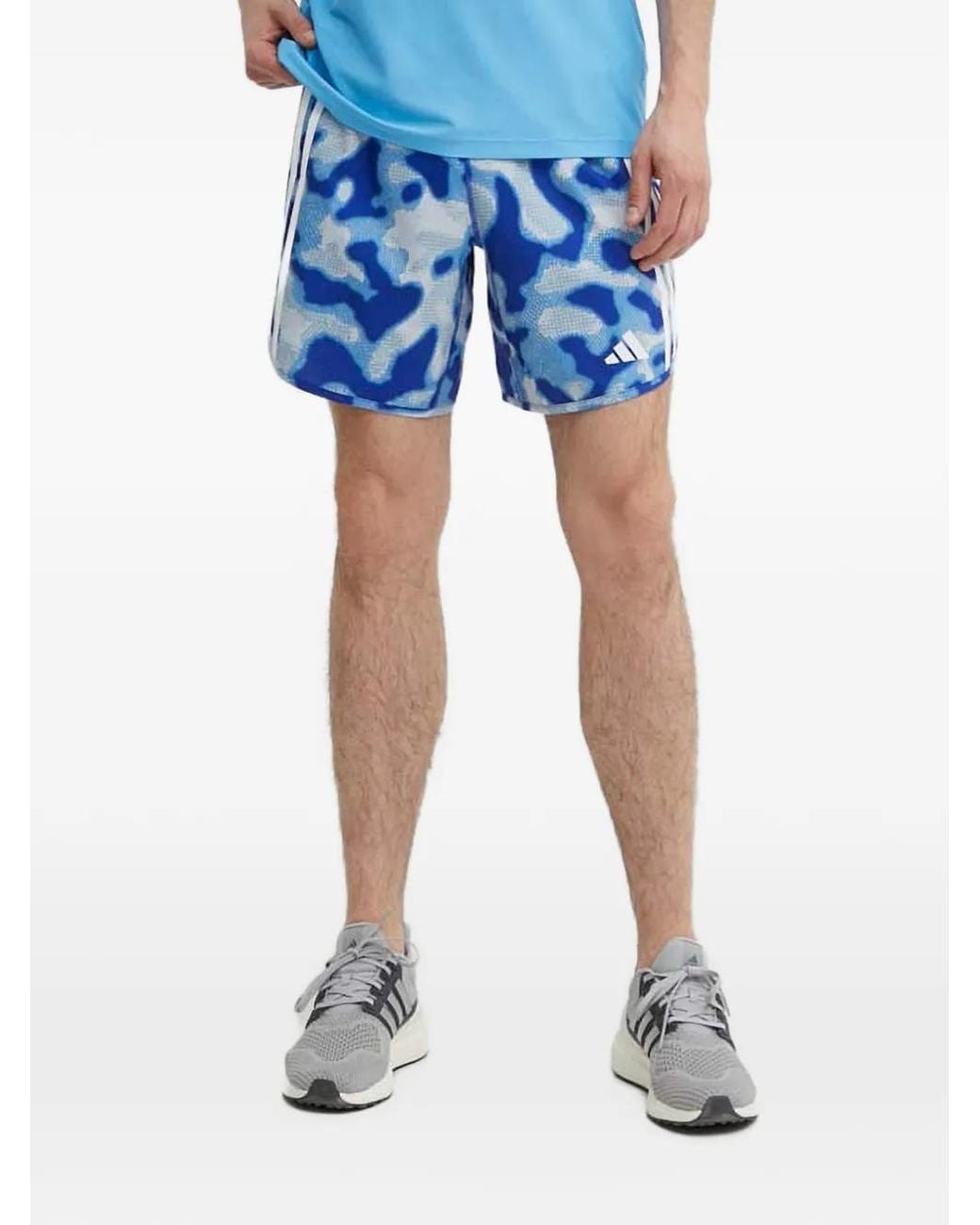 Adidas Blue Patterned Running Shorts for men
