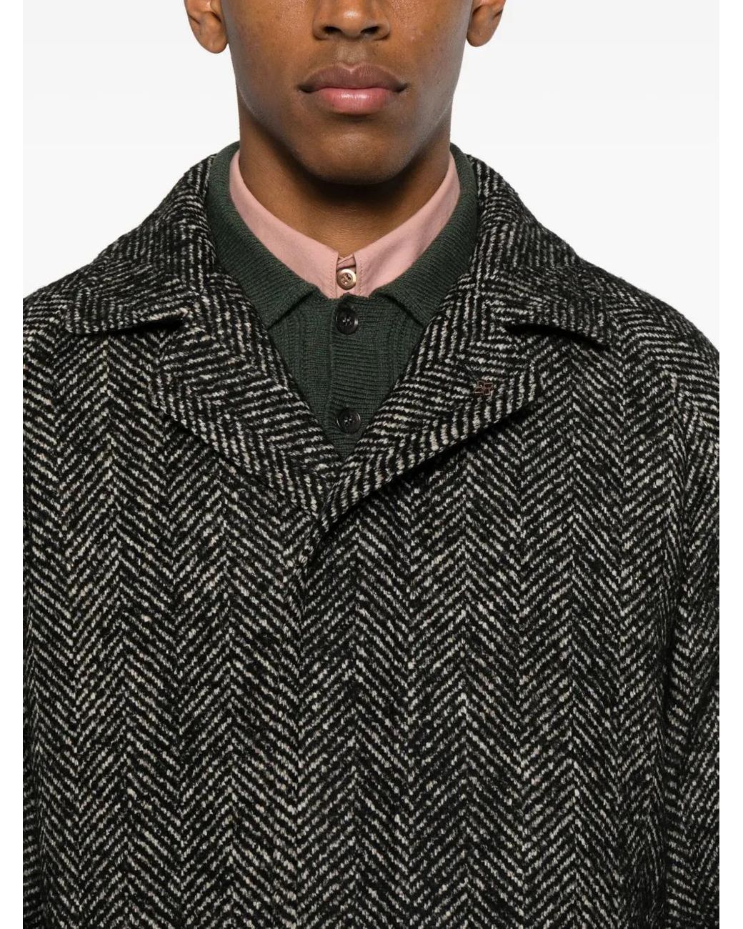 Tagliatore Gray Loyds Herringbone Pocket Coat for men