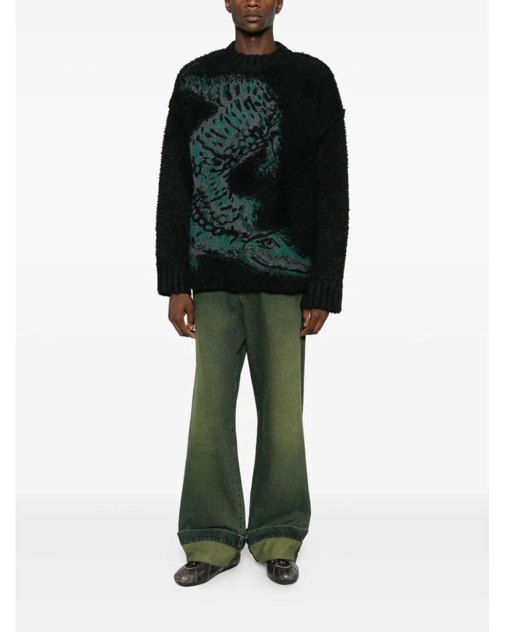 Lacoste Green Jacquard Sweater for men