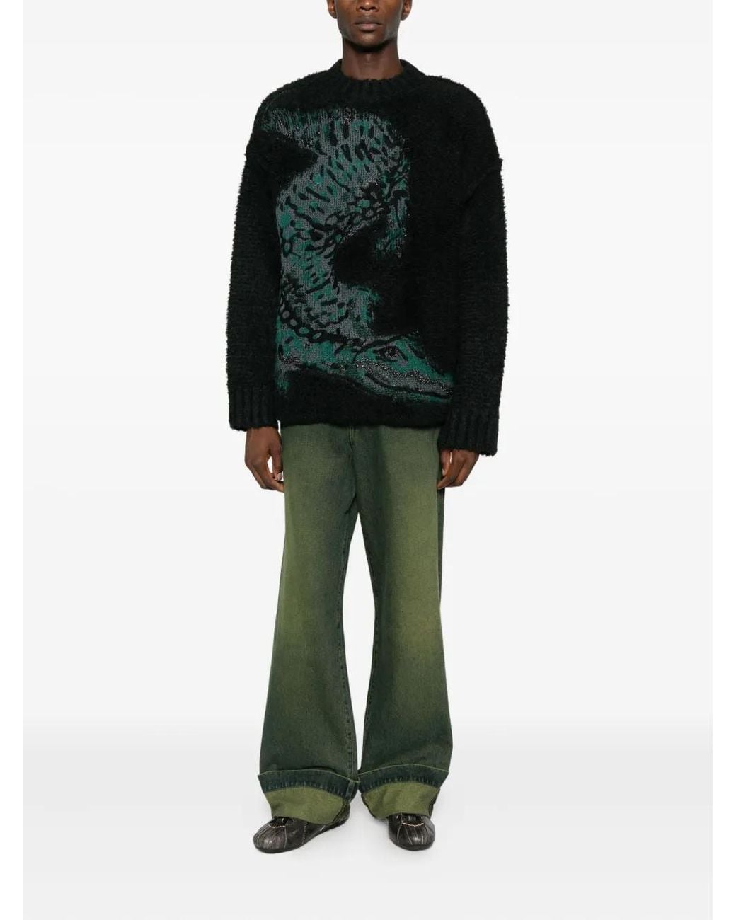 Lacoste Green Jacquard Sweater for men