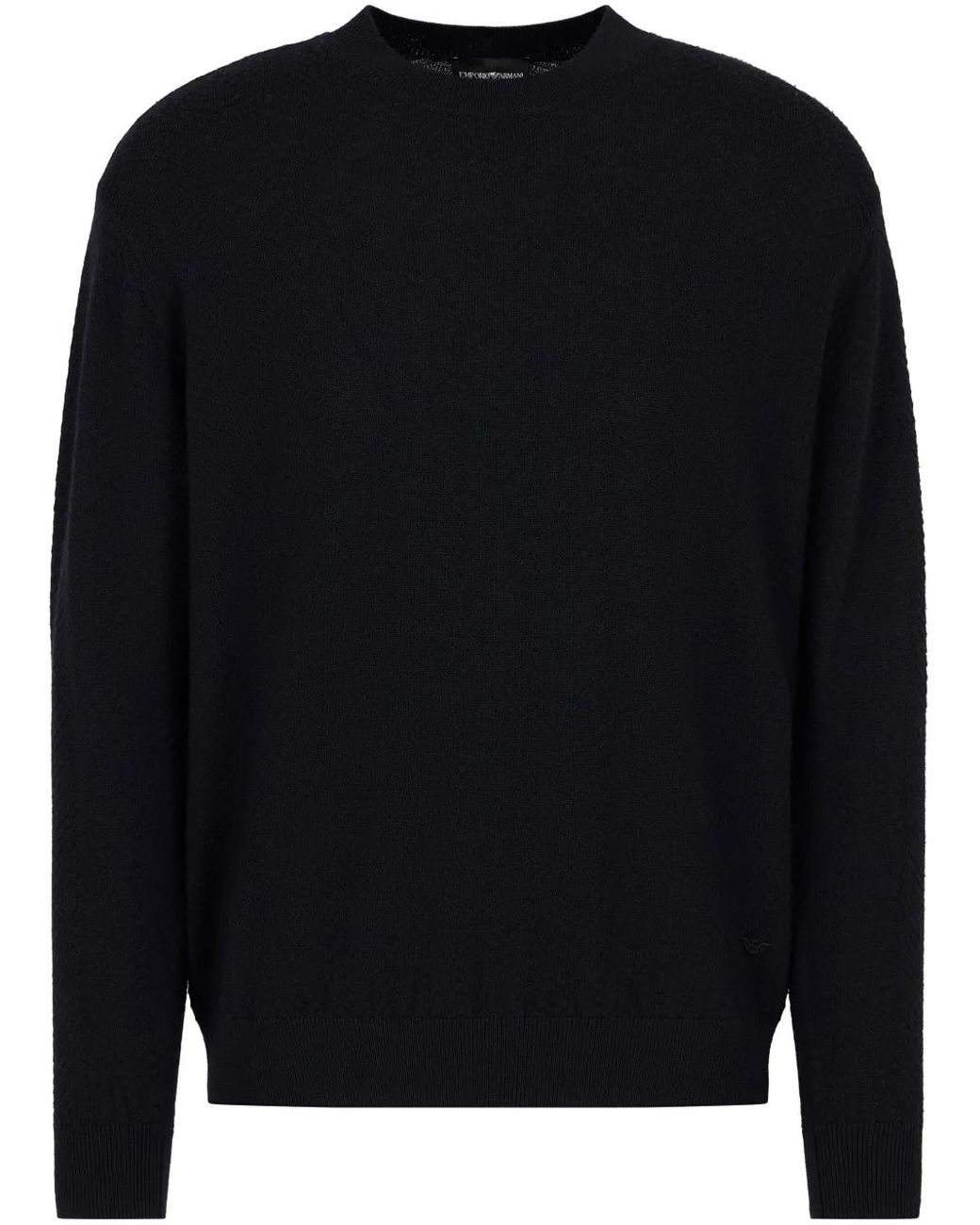 Emporio Armani Blue Chevron-Knit Sweater for men