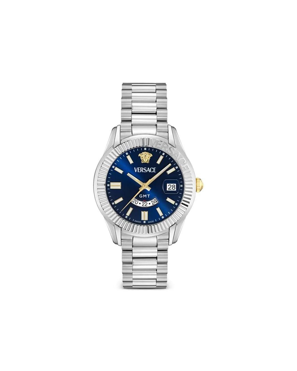 Versace Greca Gmt Fluted 41 Mm in het Blue voor heren