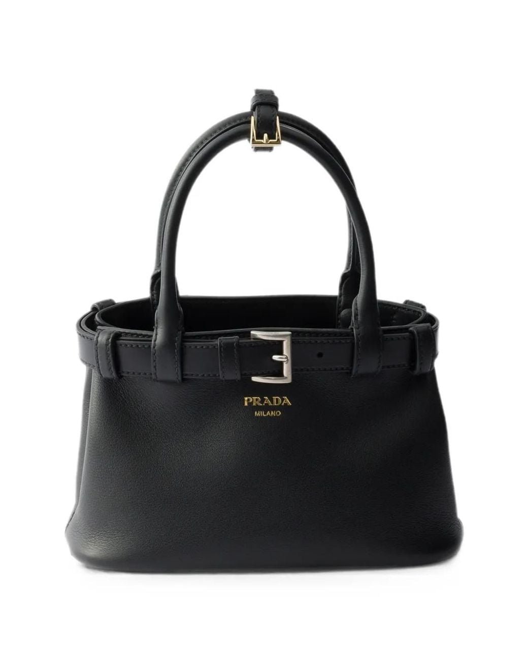 Prada Black Small Buckle-Detail Leather Shoulder Bag