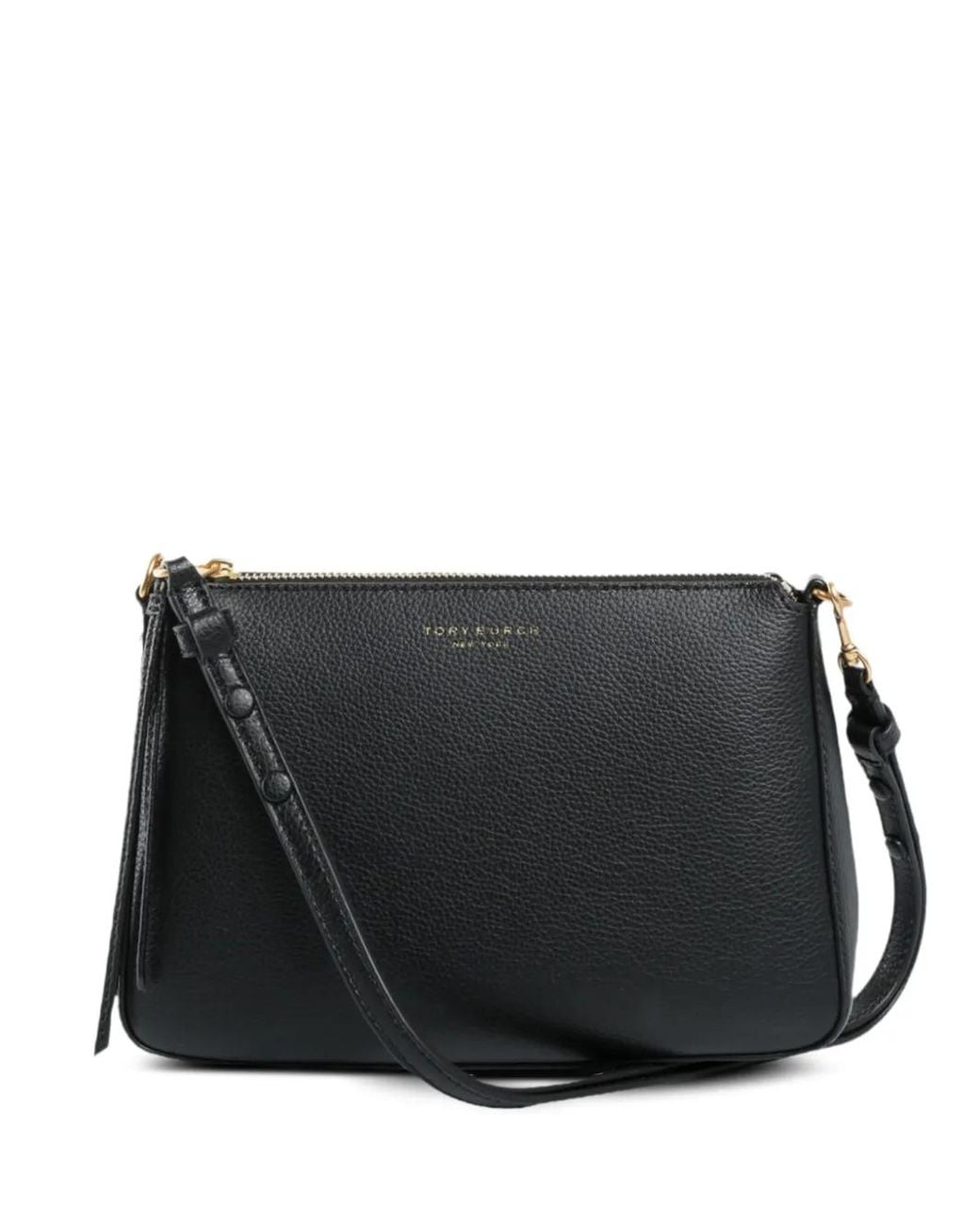 Tory Burch Black Perry Zip-Top Leather Shoulder Bag