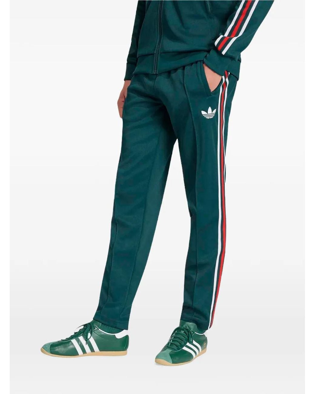 Adidas Green Mexico Side-Stripe Track Pants for men