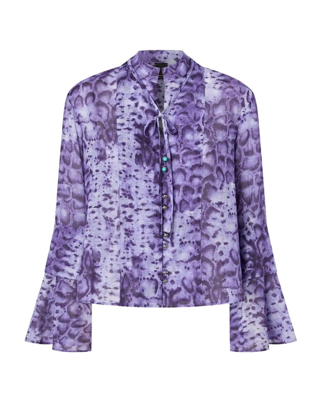 Pinko Purple Blouse With Snake Print And Jewel Buttons