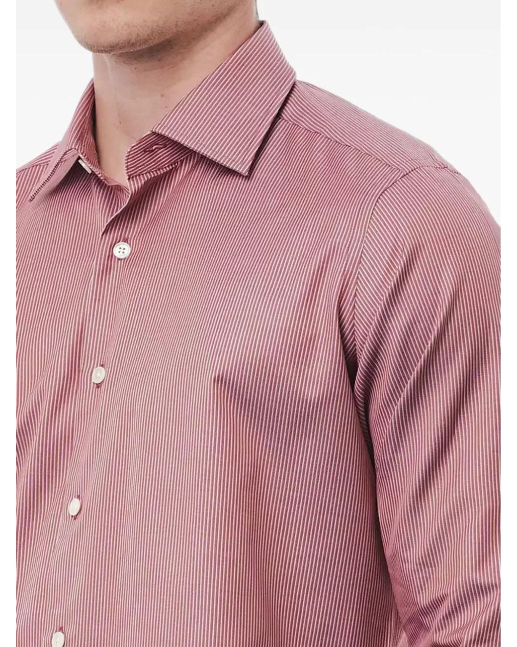 Bagutta Pink Chemise En Coton À Rayures for men