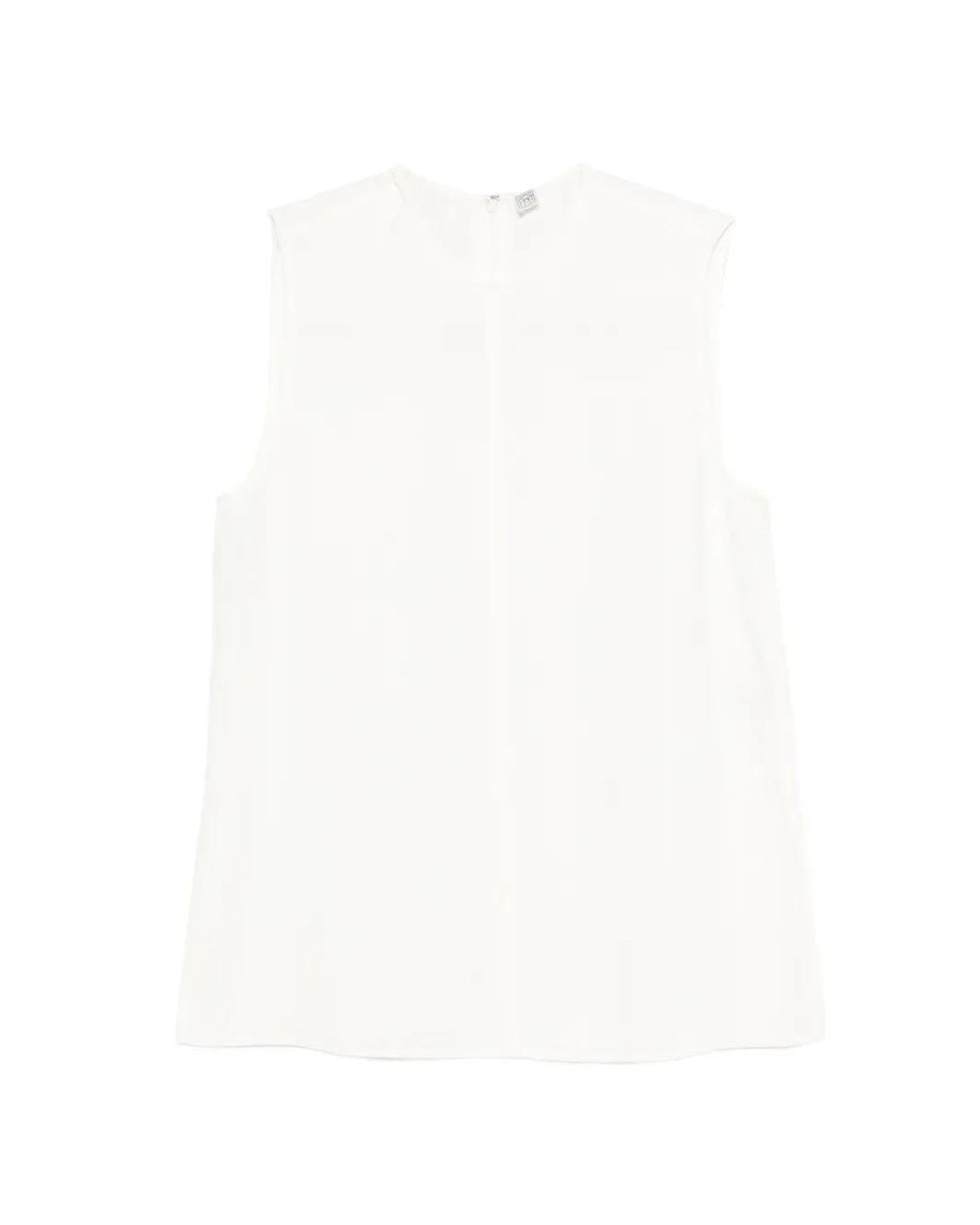 Totême White Woven Stripe Top Meringue