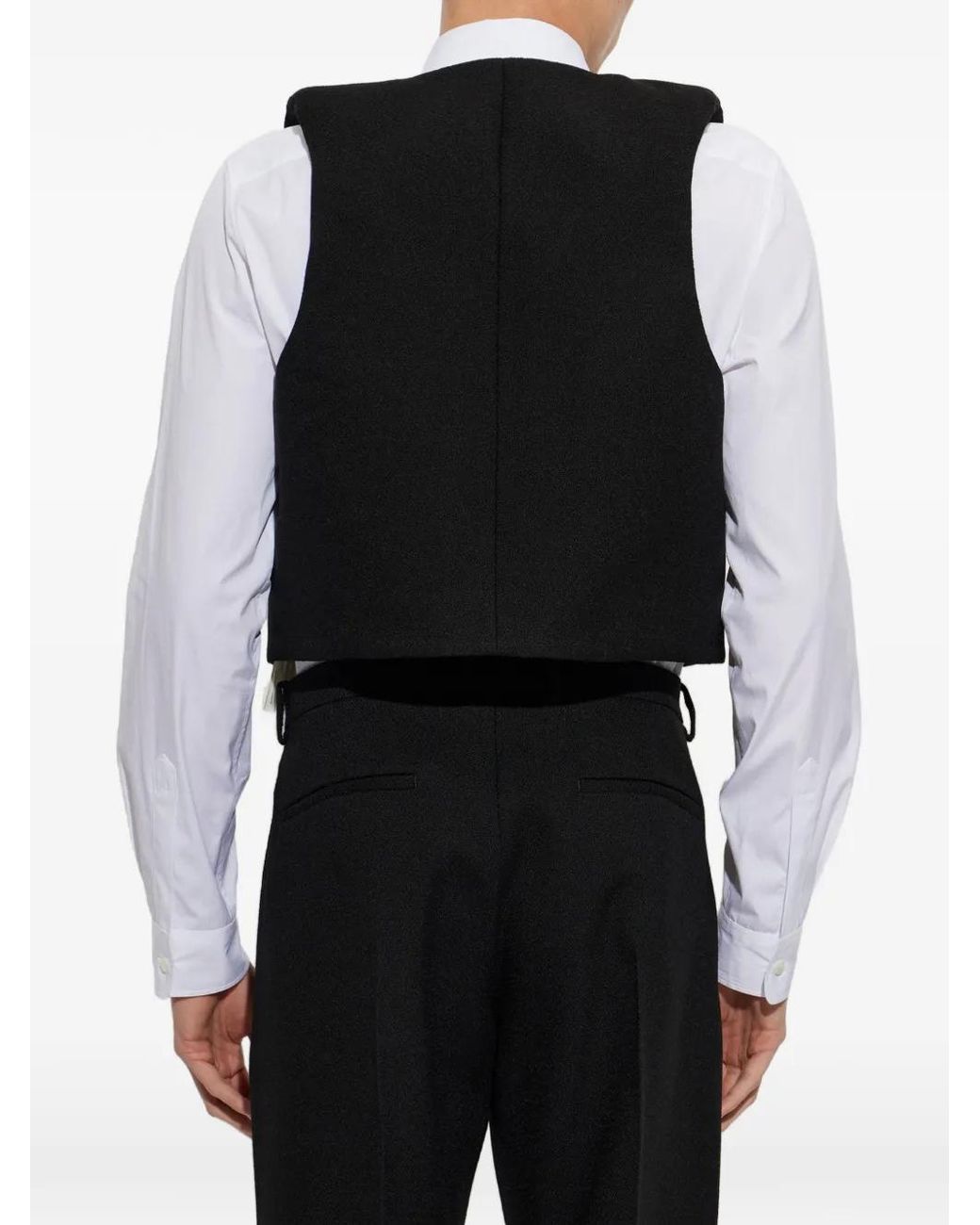 Jil Sander Black Textured Wool Vest for men