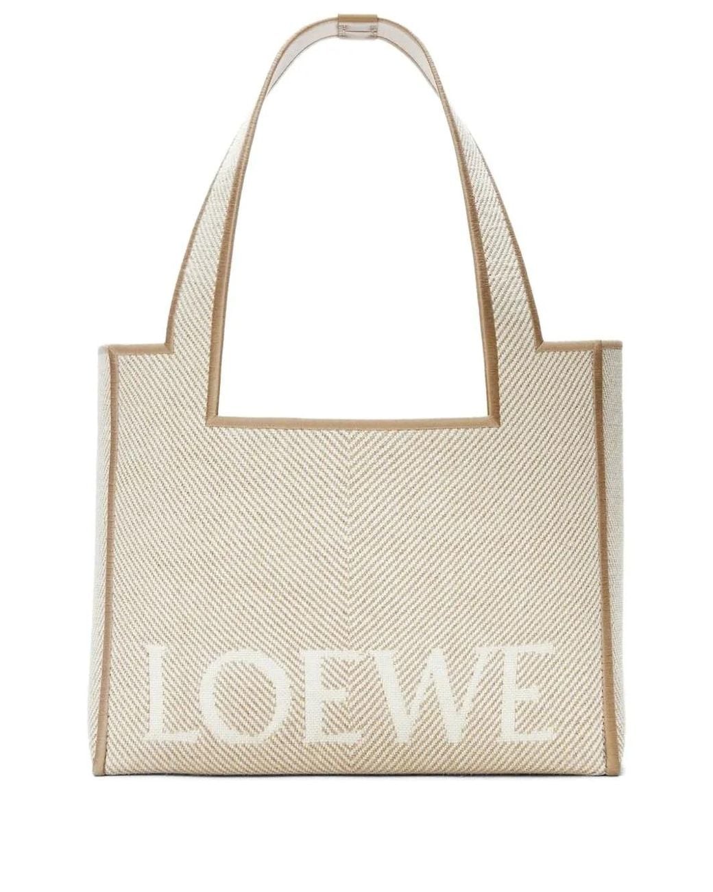 Loewe Natural Medium Herringbone-Pattern Tote Bag