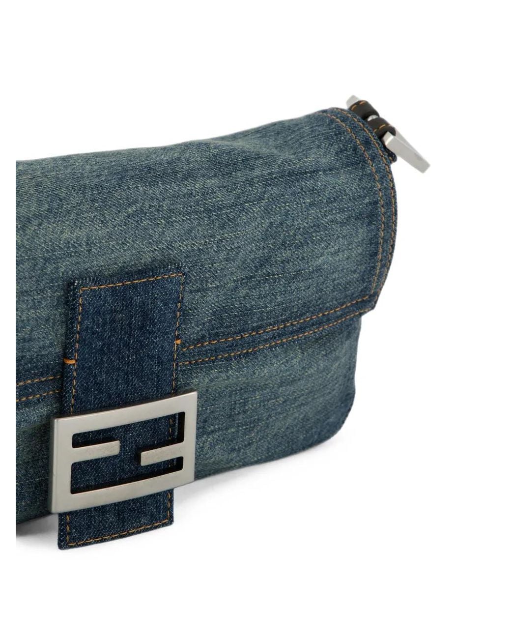 Fendi Blue Baguette 26424 Denim Shoulder Bag
