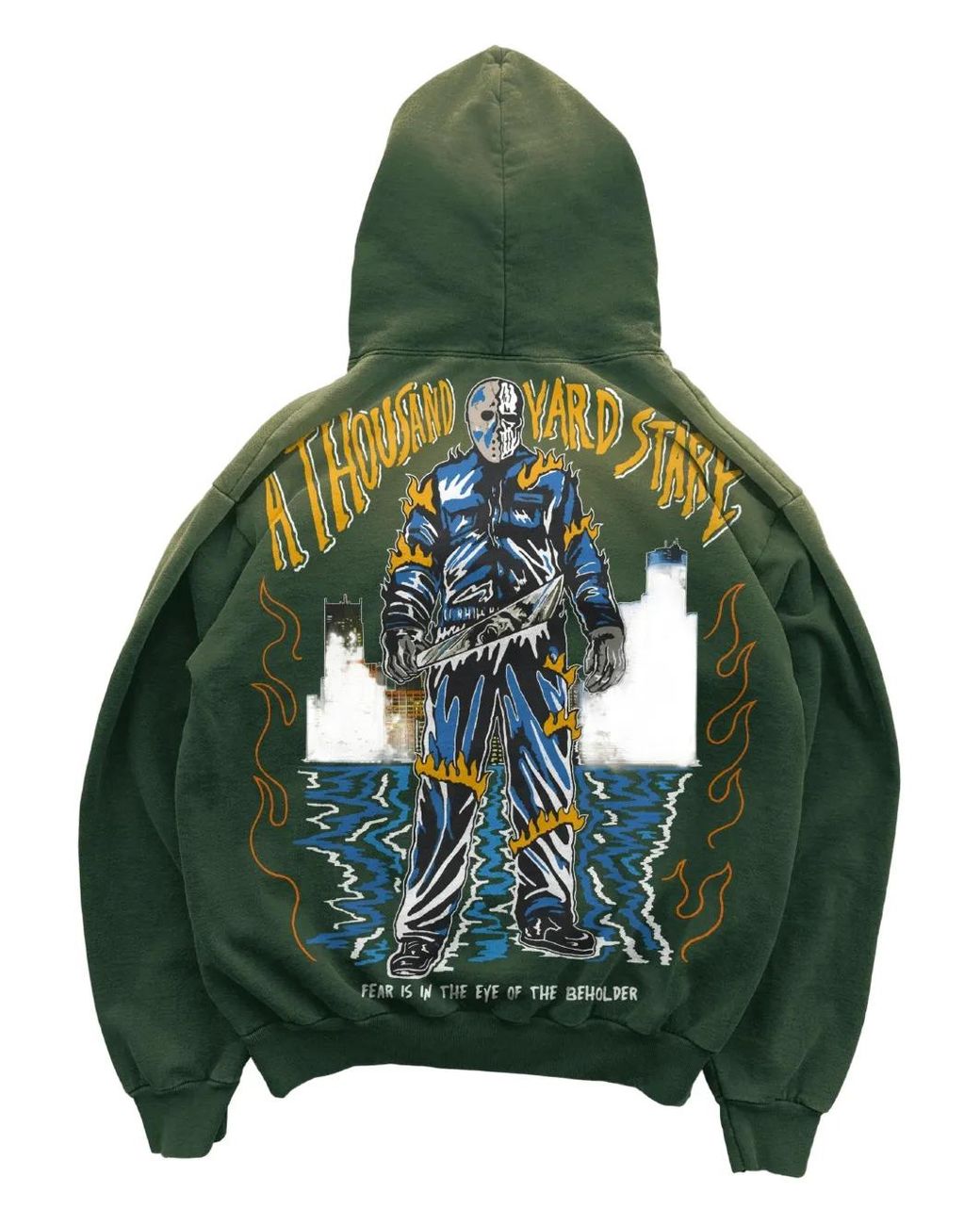 Warren Lotas Thousand Yard Stare Faded Print Hoodie in Green for Men | Lyst