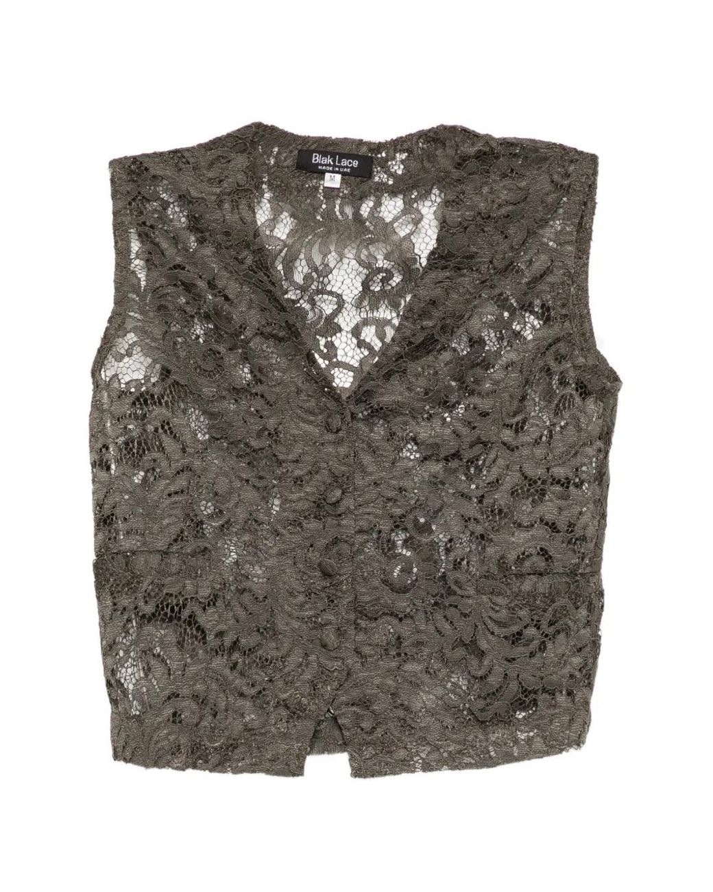 BLAKLACE Gray Lace V-Neck Top