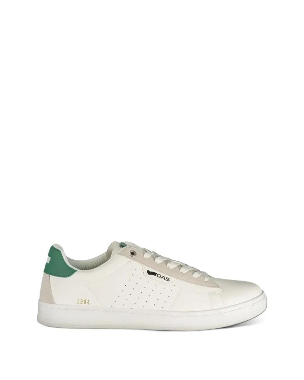 Gas White Perforated Panelled Sneakers for men