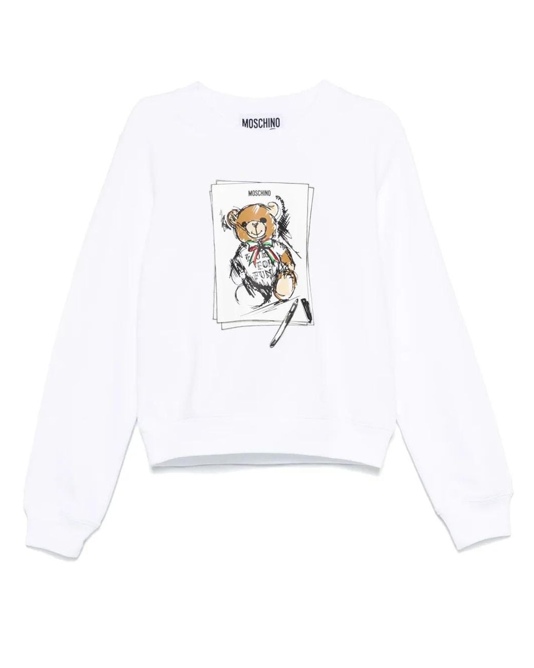 Moschino White Teddy Bear-Print Sweatshirt