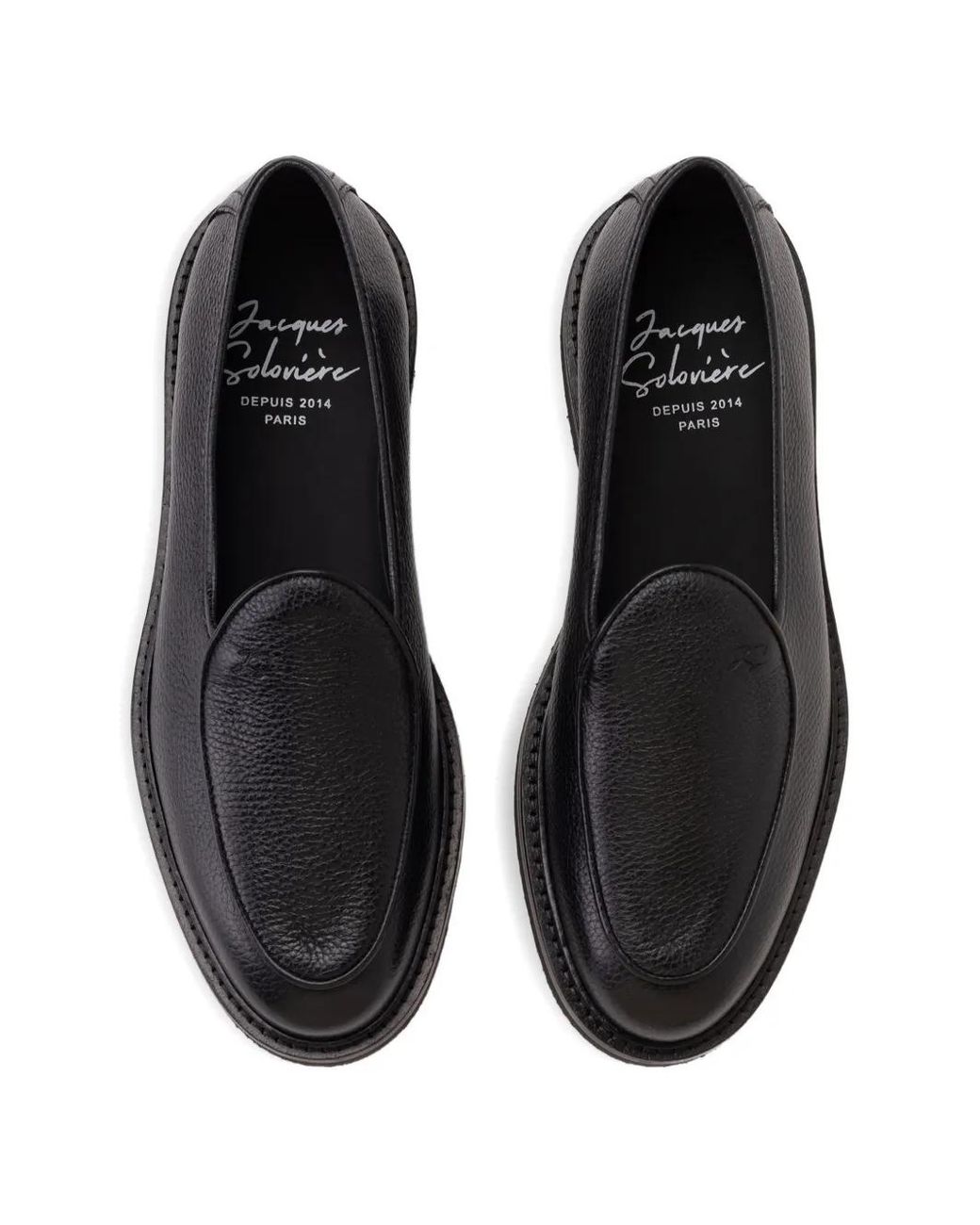 Solovière Black Alexis Pebbled-Leather Loafers for men