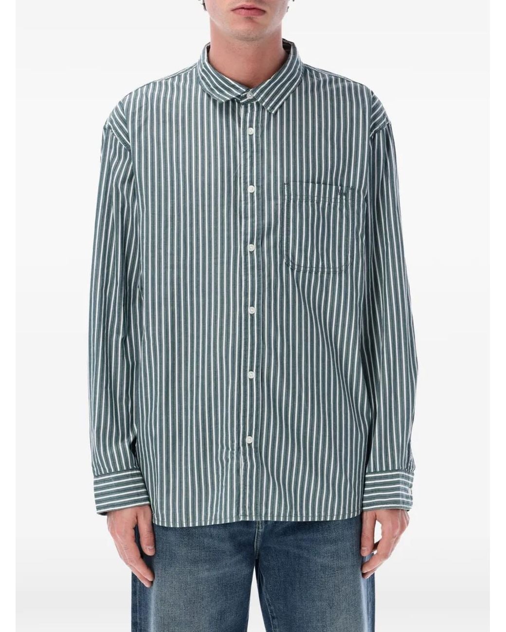 Vans Blue Premium Dobby Stripe Long-Sleeve Shirt