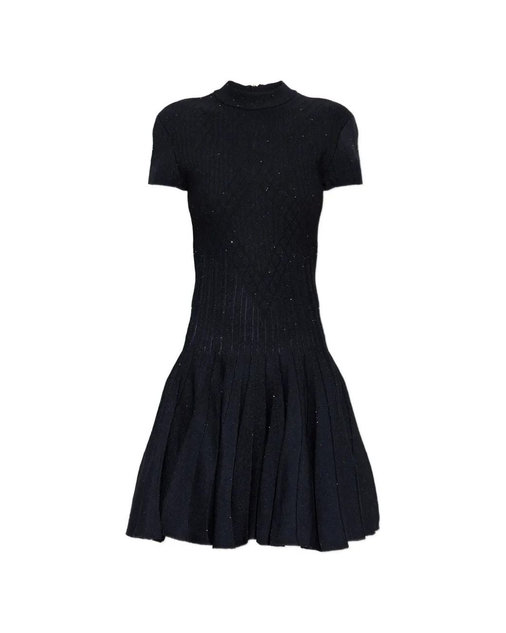 Balmain Black Sequin-Embellished Pleated Mini Dress