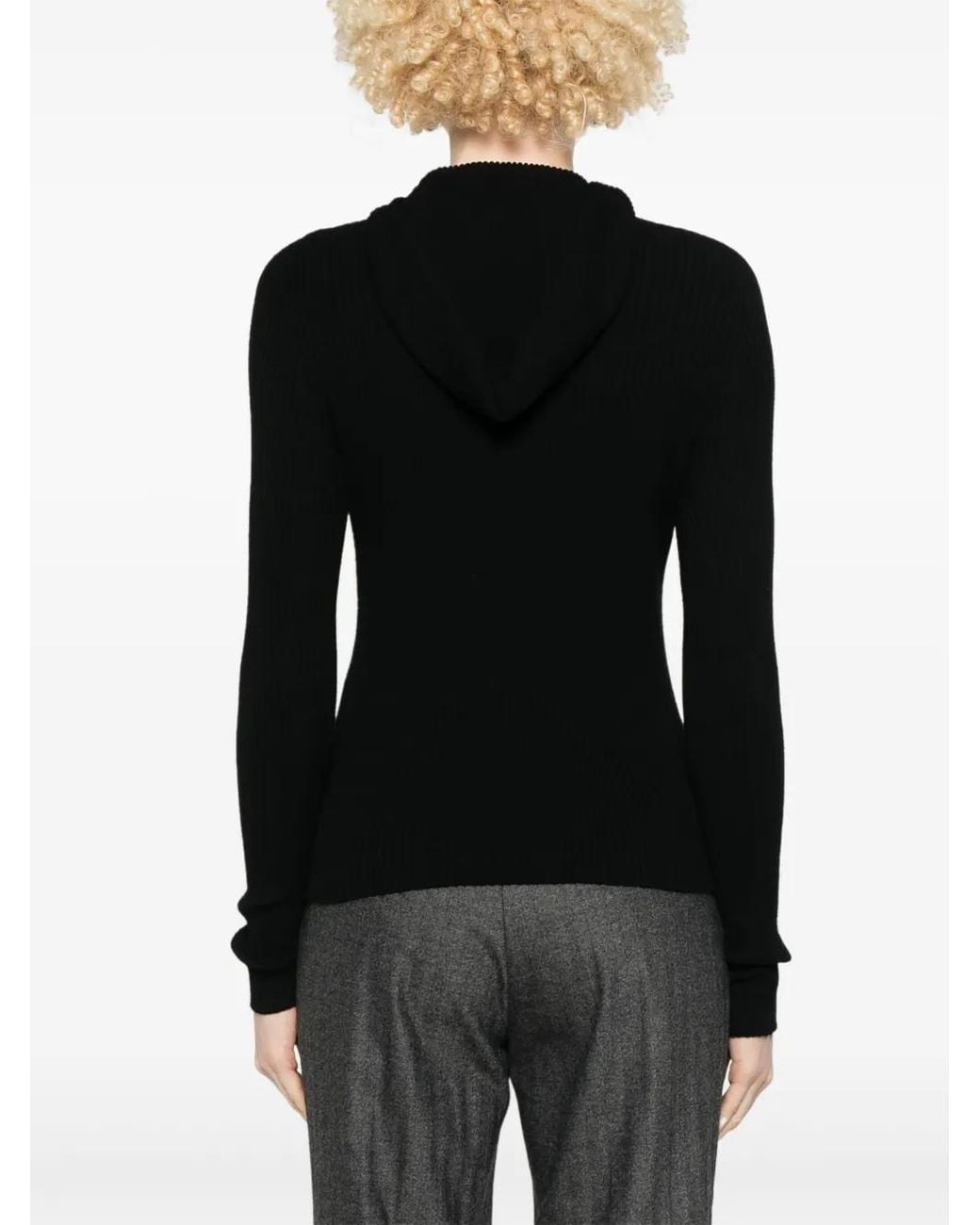 Twinset Black Ribbed Hoodie
