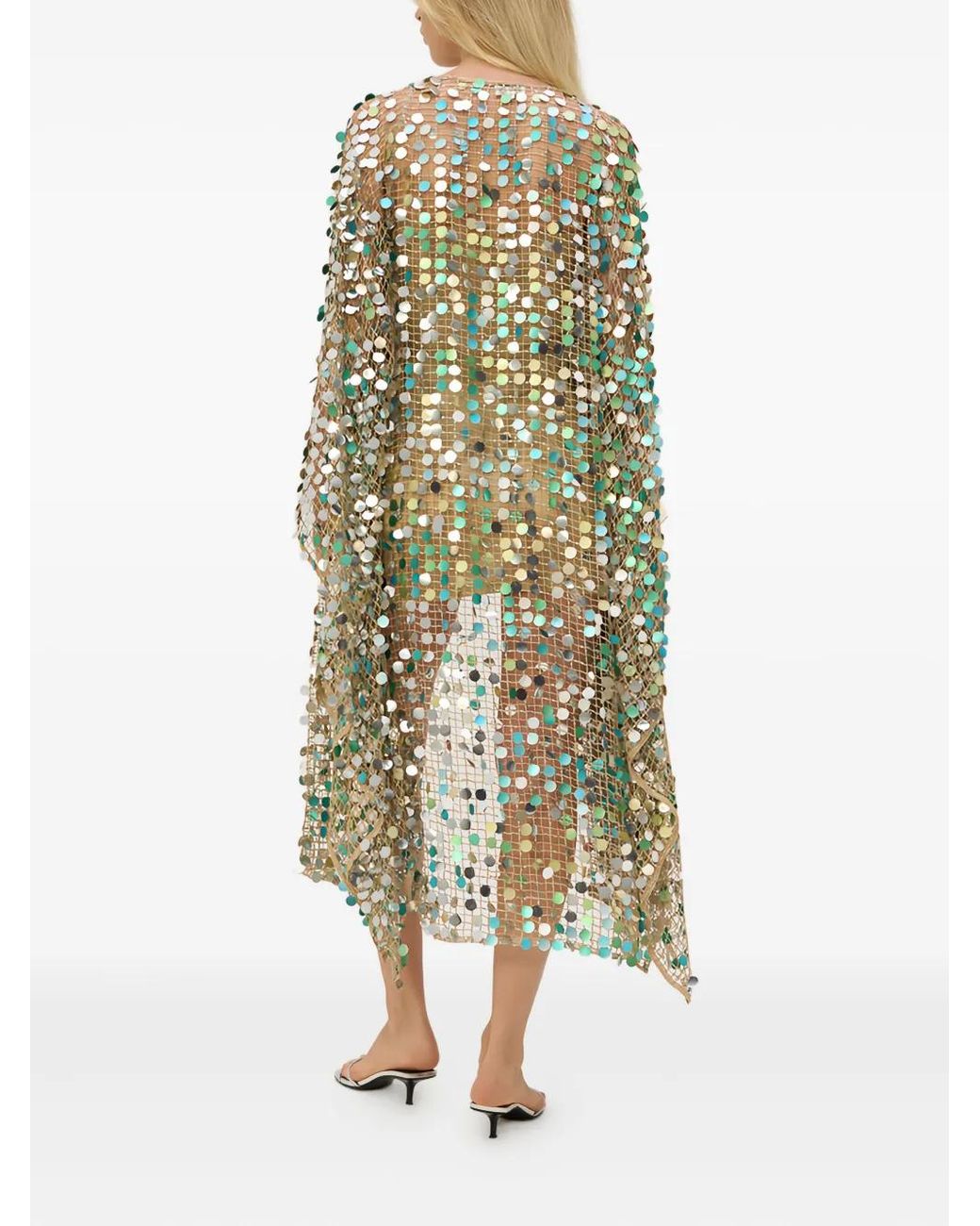 SANA OSMANI Green Yasmin Sequin-Embellished Cape