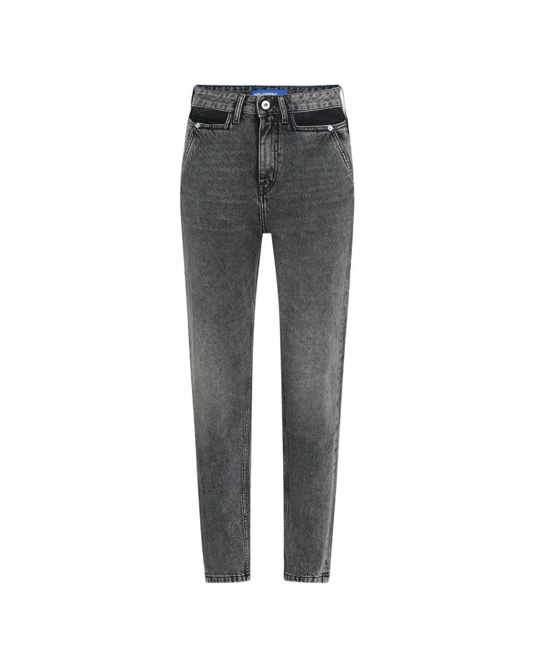 Karl Lagerfeld Gray Cut-Out Mom Jeans
